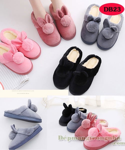 Dép bông đi trong nhà hình tai thỏ, dep bong di trong nha hinh thu, dép bông đi trong nhà hình thú